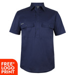 Mens Short Sleeve Stretch Close Front Work Shirt