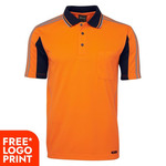 Mens Hi Vis Short Sleeve Arm Tape Polo